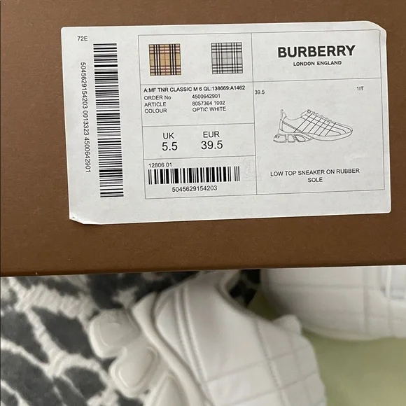 Burberry Leather Quilted White Sneakers - Picture 15 of 17